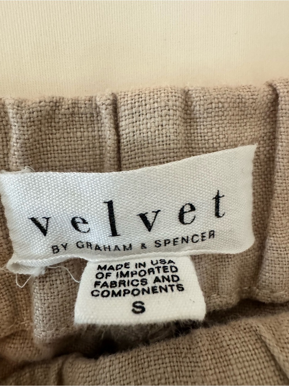 Velvet by Graham & Spencer Beige Linen Elastic Waist Pants - Picture 4 of 7